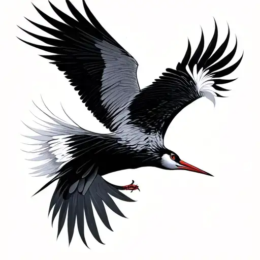 crane bird tattoo design idea