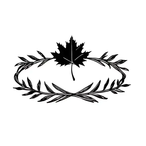 maple leaf and Scottish thistle intertwined in ring formation  tattoo design idea