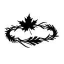 maple leaf and Scottish thistle intertwined in ring formation  tattoo design idea