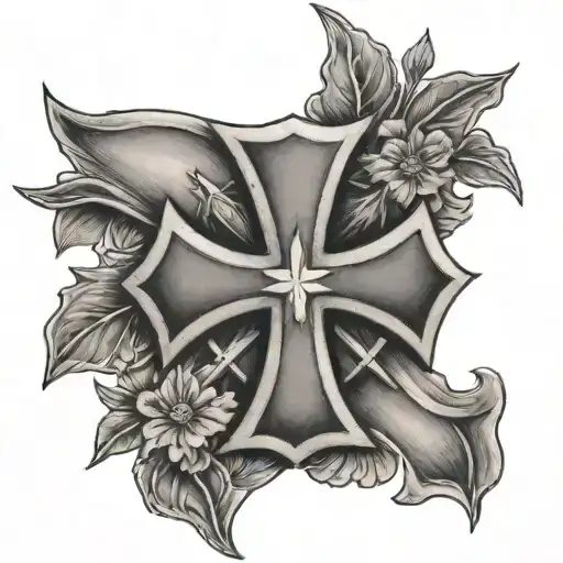 laurel with iron cross tattoo design idea