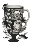 surrealist mug tattoo design idea