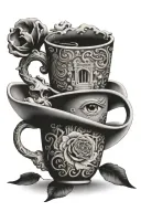 surrealist mug tattoo design idea