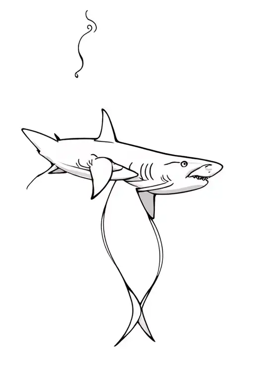 shark swimming together tattoo design idea