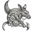 kangaroo with piston and spanner tattoo design idea