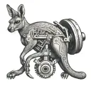 kangaroo with piston and spanner tattoo design idea
