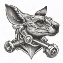 kangaroo with piston and spanner tattoo design idea