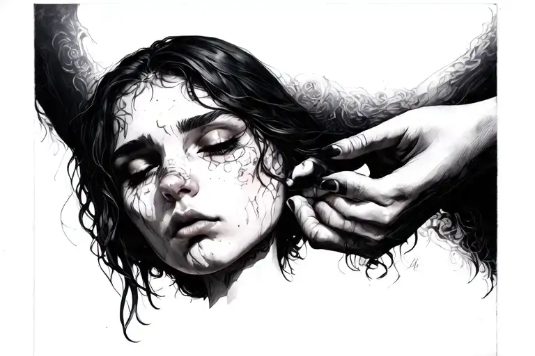 sadness of separating from the person you love because of your own actions that hurt her emotionally tattoo design idea