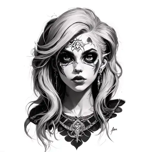 jinx from arcane realistic tattoo design idea