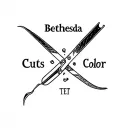 "Bethesda Cuts and Color" scissors cutting tattoo design idea