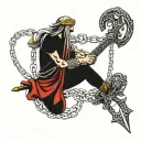 libra, chains and sword intertwined tattoo design idea