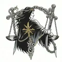 libra, chains and sword intertwined tattoo design idea