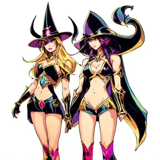 dark magician and dark magician girl from yugioh tattoo design idea