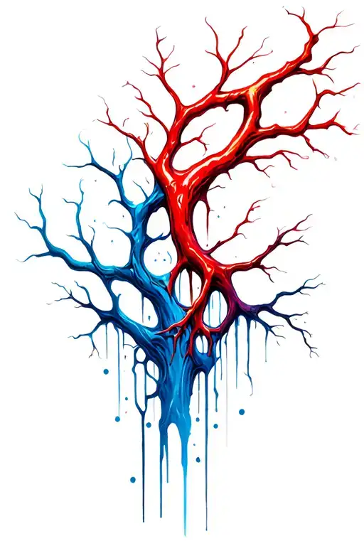 blood veins red and blue haiti tattoo design idea