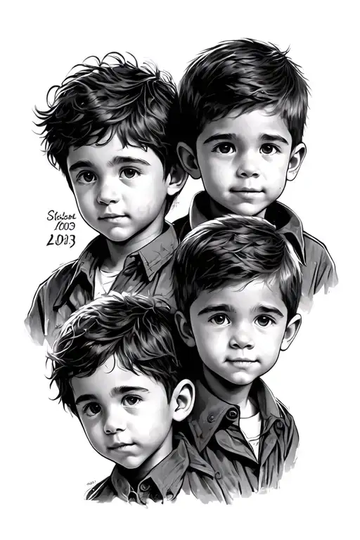 An older brother in the middle (2005). On the left Sister Mediana (2010) and to the right brother little (2012). tattoo design idea