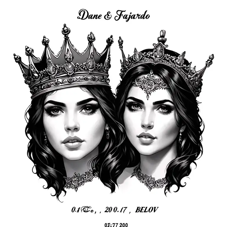 Name: Dane and surname Fajardo with a woman's crown and is below: 03-07-2011 tattoo design idea