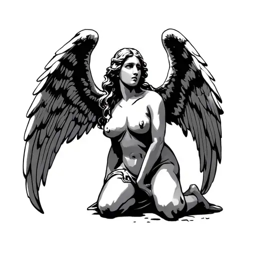 Angel Kneeling tattoo design idea