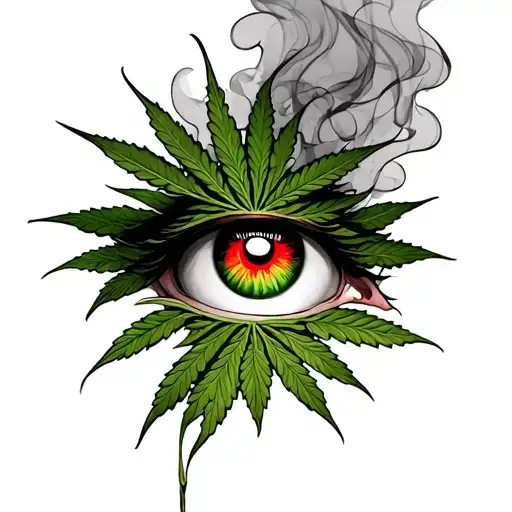 hemp with smoke up and green red eyes tattoo design idea