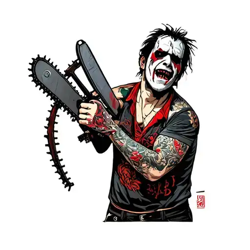 Texas chainsaw massacre holding chainsaw tattoo design idea