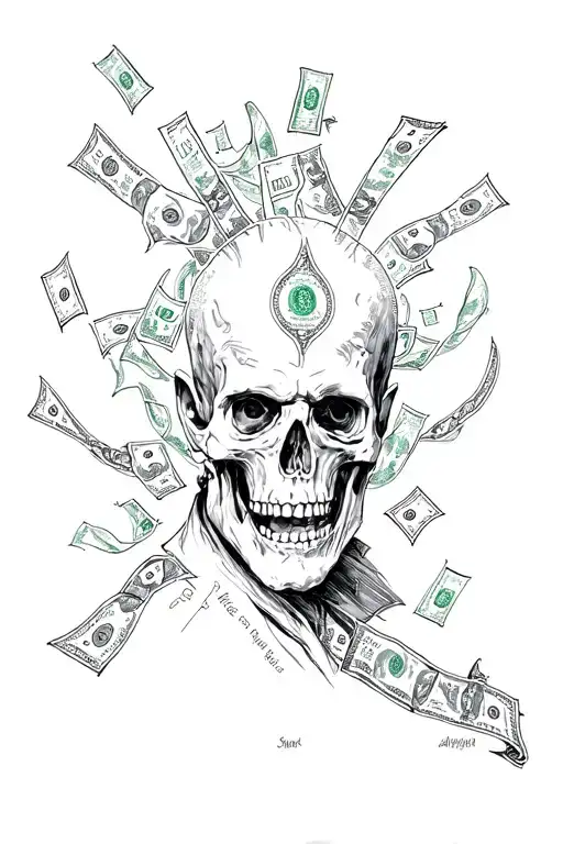 Greed, Money, And Power tattoo design idea