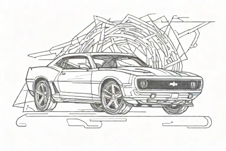 camaro outline tattoo design idea