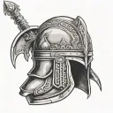 Templar knight helmet tattoo design idea