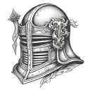 Templar knight helmet tattoo design idea