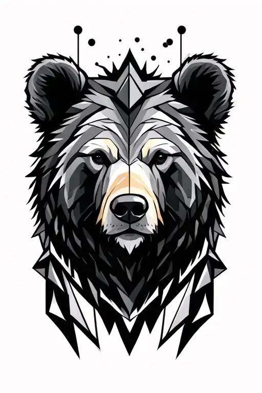 geometric outline bear head tattoo design idea