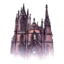 gothic cathedral with skeleton praying for sleeve piece on arms  tattoo design idea
