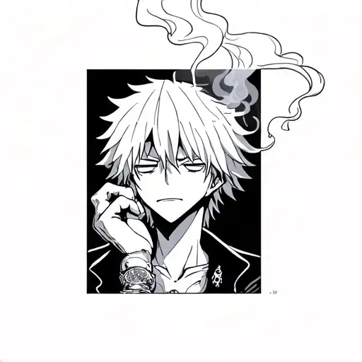 Sanji smoking one piece anime tattoo design idea