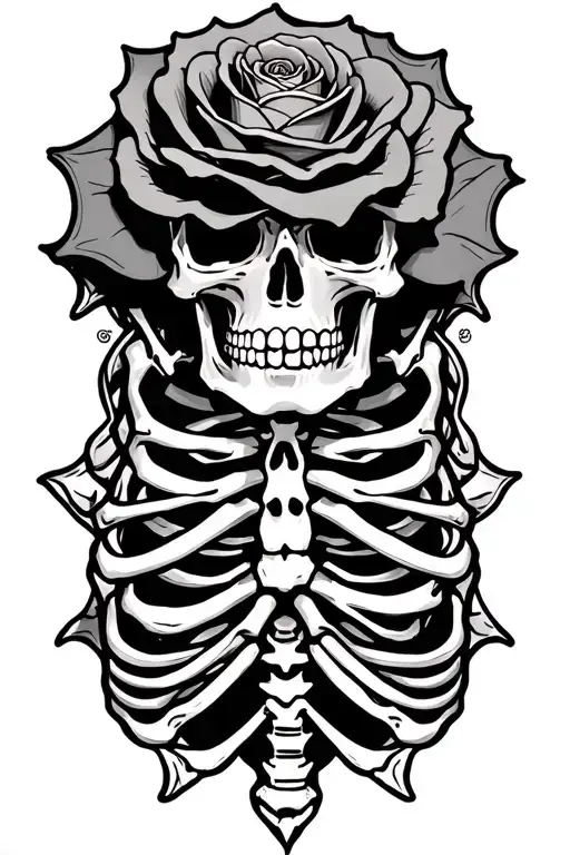 grateful dead rose skeleton tattoo design idea