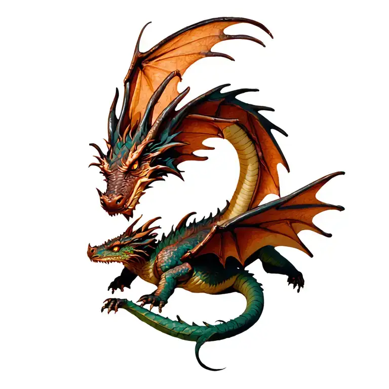 small dragon laying with outstretched wings tattoo design idea