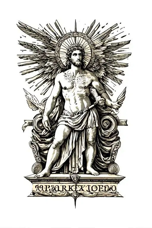 greek god symbol in alchemy tattoo design idea