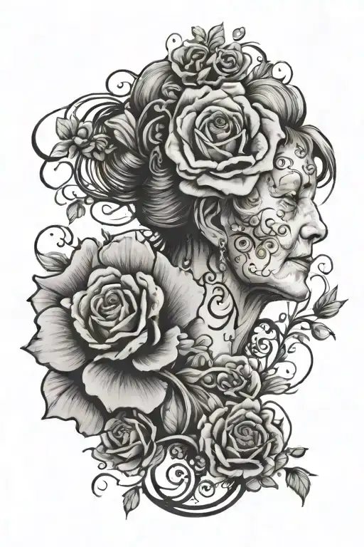 memory of granny past away her name tattoo design idea