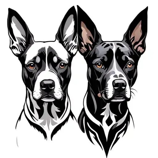 Love dogs with cyber tribal tattoo tattoo design idea