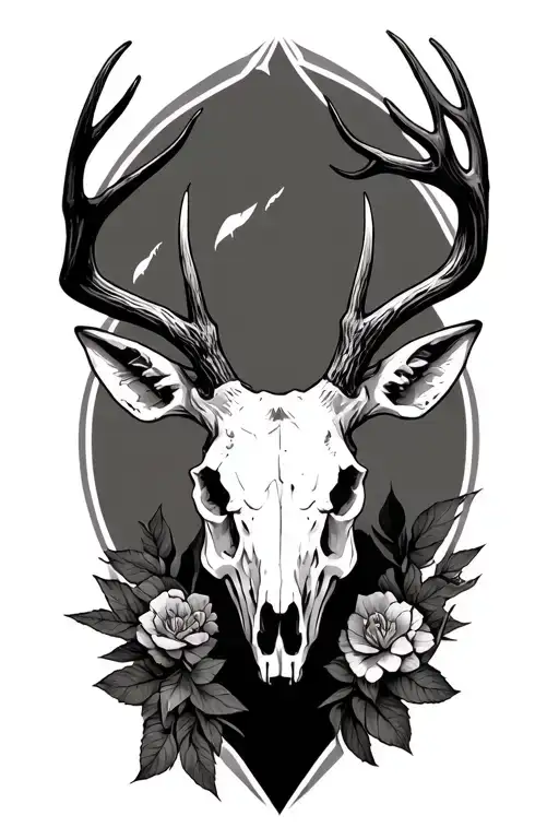 deer skull tattoo design idea