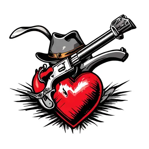 heart with howdy cowboy molotov tattoo design idea