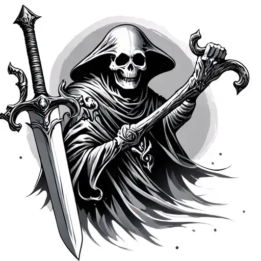 Grim Reaper With Sword tattoo design idea