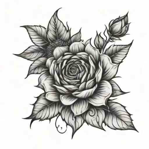 Sunflower and Rose anime tattoo design idea