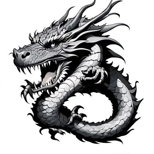 a dragon wrapped around my arm eating itself tattoo design idea