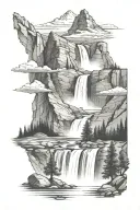 Colorado Rocky Mountains and waterfall tattoo design idea