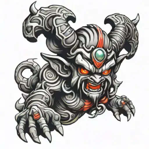 asura demon tattoo design idea