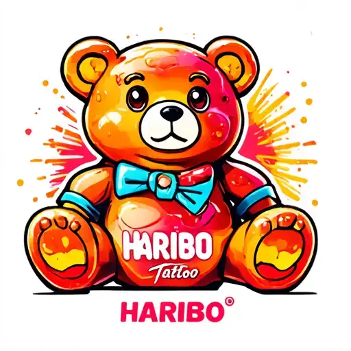 Haribo gummy bear mascot tattoo design idea