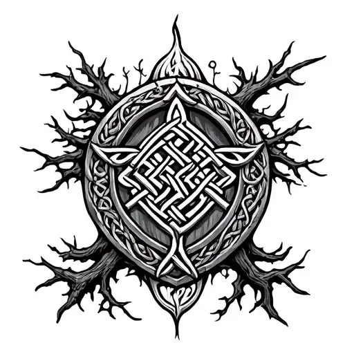 Celtic tree of life with Celtic knot shield in the middle  tattoo design idea