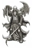 viking grim reaper holding a scythe tattoo design idea