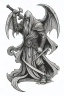 viking grim reaper holding a scythe tattoo design idea