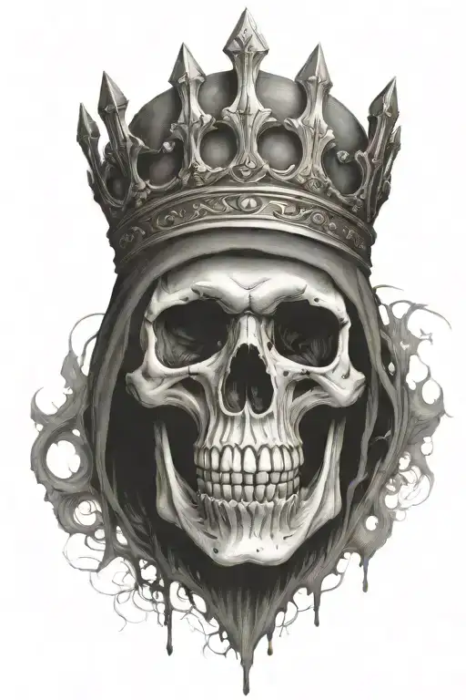 skull with upside-down cross crown tattoo design idea