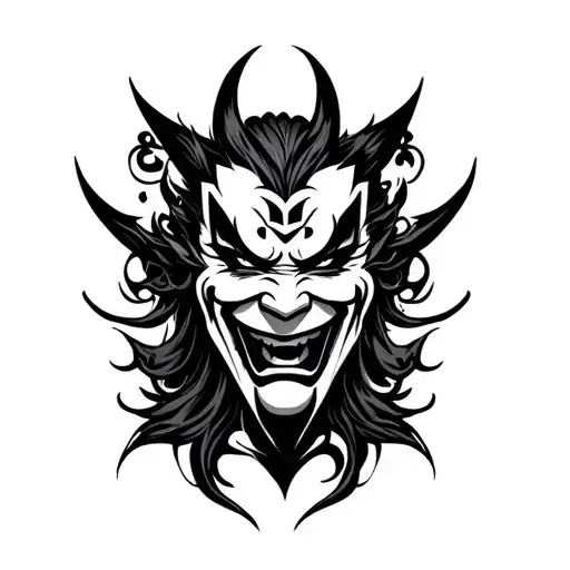 Front Side (visible when arm faces up):A fierce Hannya mask (symbolizes jealousy, passion, and female rage) with glowi tattoo design idea