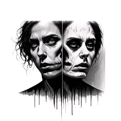 Manipulation pyscology confusion world two face society confused lost lonley trap  tattoo design idea