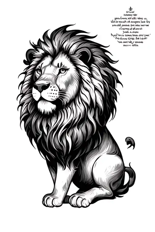 Lion and message written tattoo design idea