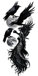 empress libra sun, Leo moon, Gemini rising with crows tattoo design idea